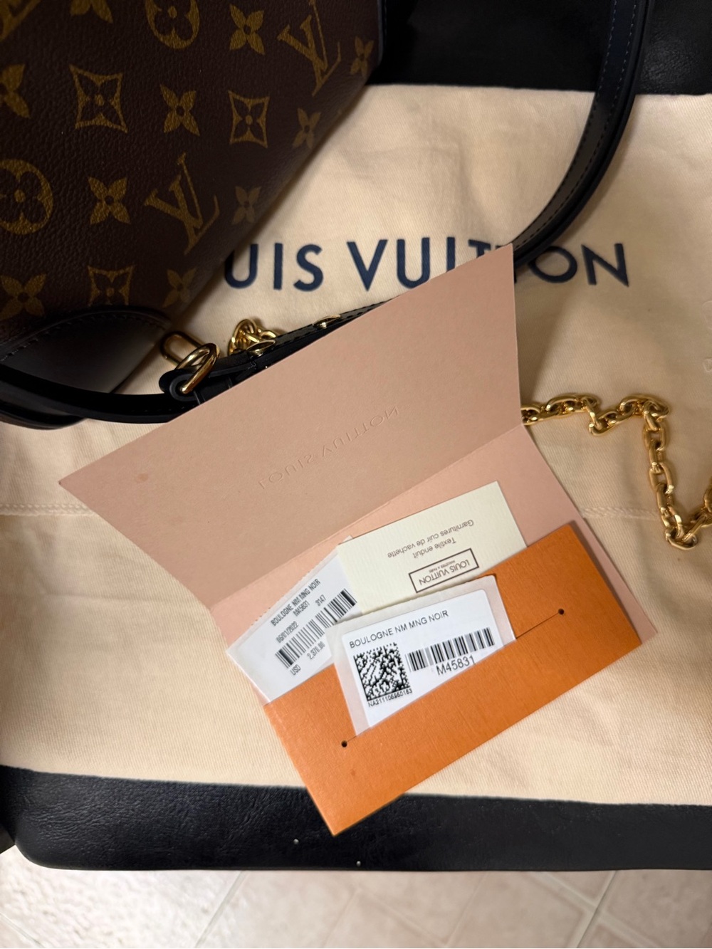 Louis Vuitton Monogram Canvas Mini Crossbody with Black Trim & Gold Chain